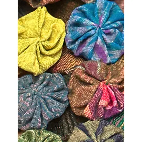 CCC Handmade Thai Silk Vest Colorful Yo Yo Pattern Open Sleeveless Design Small Green Size undefined