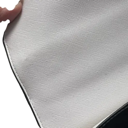 Dune London White Saffiano Leather Leopard Print Calf Hair Fur Trimmed Hand Bag