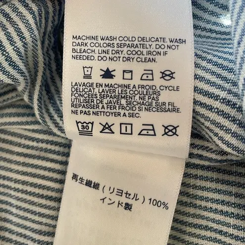 LANDS END Tencel Fiber High Rise Wide Leg Pants in Blue/White Stripe Size 16 NWT Blue