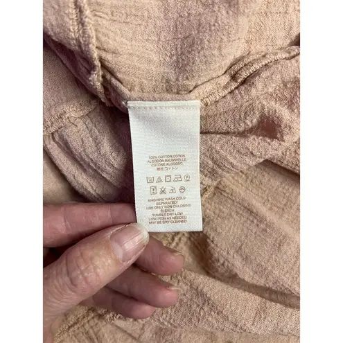 Free People  Women's V-Neck Flowy Gauze Hoodie Pink Size S