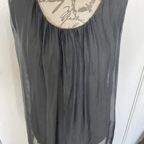 Pinto Ranch Silk Tank Top Womens Black Western Made in Italy Ajah Size Medium