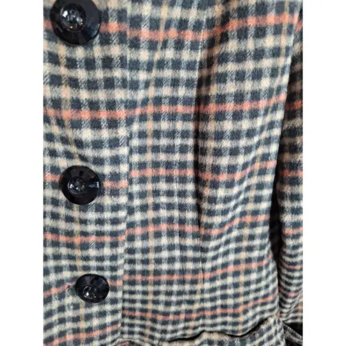 Hot & Delicious Women's Wool-Viscose Check Lined Ruffle Knee-Length CoatSize M