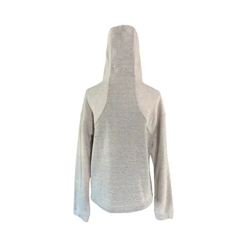 prAna Wool Blend Quarter Zip Hoodie Pullover Gray Rib Knit Women’s Small