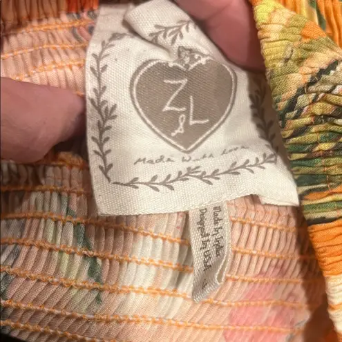 Z&L Europe Vibrant Floral Halter Delia Maxi Dress large. Orange