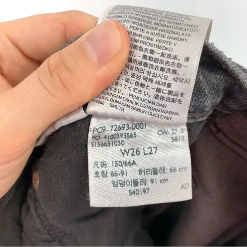 Levi's  Premium Ribcage Straight Ankle Jean Wash Black Grey Denim 26