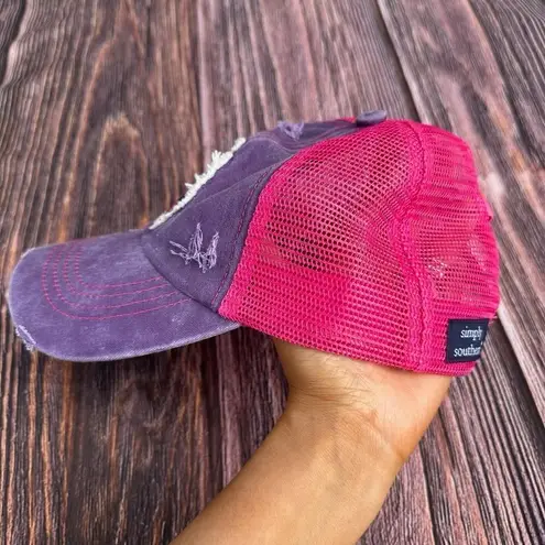 Simply Southern  Distressed Mama Bear Womens Cap Pink & Purple Ponytail Back