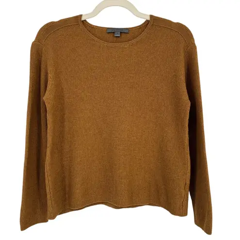 John Varvatos Womens Merino Wool Silk Blend Ribbed Knit Sweater Brown Size Mediu Size M