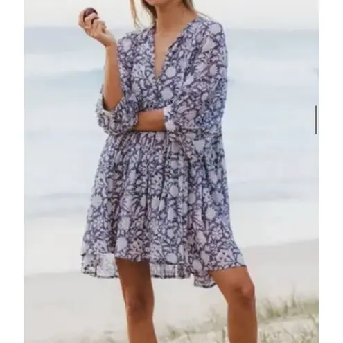 Daughters Of India Kyra Midi Dress Blue Iris S Floral Cottage Beach Resort Relax