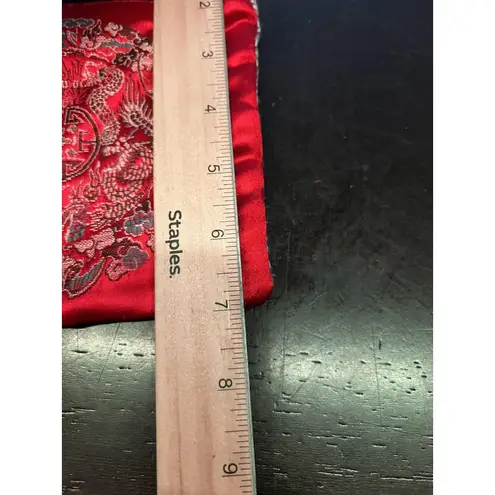 Embroidered Dragon Phoenix Crossbody Bag Womens Red Silk Boho Striped Cotton