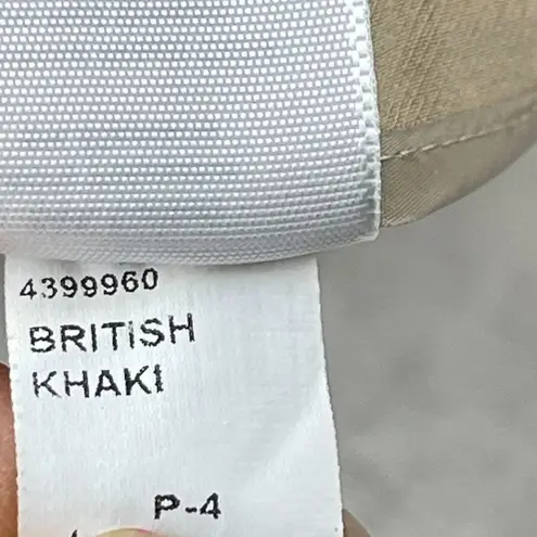 Talbots  Heritage British Khaki Trouser Pants Womens Size 4 Tan Flat Front Pocket