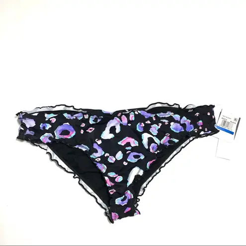 Salt+Cove LEOPARD Animal Ruffle Bikini Swim Bottom Black Size XL