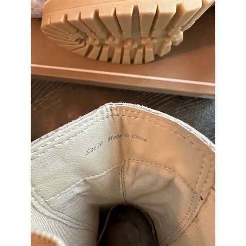 Dolce Vita Women's Ivory Leather Booties Size 10 Waterproof Chunky Heel