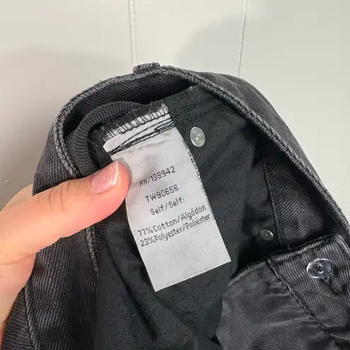 Twelve By Twelve Twelve by On Twelfth Black Denim Straight Leg Button Fly Crossover Waist Jeans