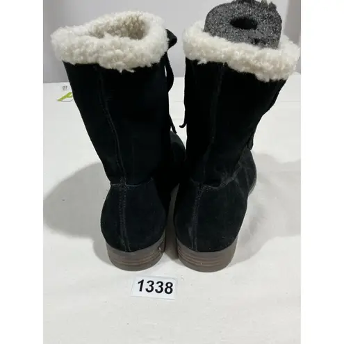 Sole Society Woman’s Black Suede 8.5m Pull On Shearling Cuff Ankle Bootie