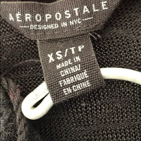 Aeropostale  Semi Sheer Crochet Lace Cropped Blouse Black XS Y2K