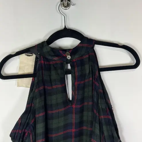 Ash & Ember Checkered Cold Shoulder Top Women’s Size Medium New With Tags Green