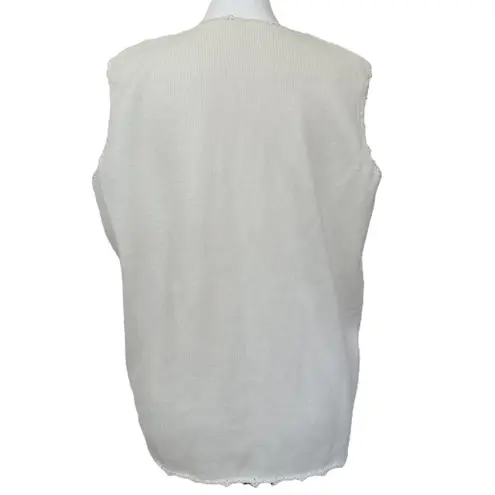 Vintage Floral Embroidered Lightweight Knit Vest Womens Size M Cottagecore Size M