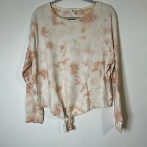 Loft  Outlet Bleach Dyed Peach White Tie Front Sweatshirt Women's M