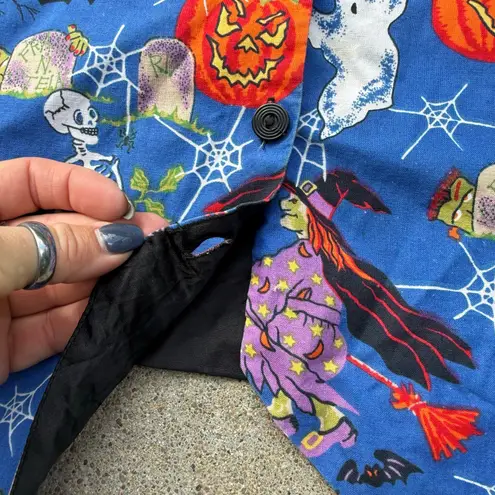 Vintage 90s Basic Editions Halloween Vest Jack'o'Lantern Ghost Bat Full Moon 2X Black