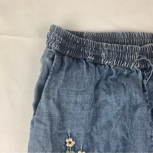 Soft Surroundings size small pull on embroidered capris cropped harem jeans