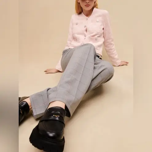 Maje Grey Wool Blend Straight Leg Suit Trouser Pants Pleated NWT Sz 42 (US XL)