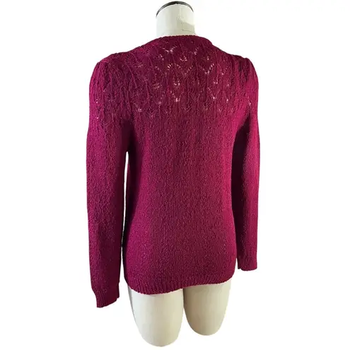 New Vintage Buffums pink knit cardigan sweater WOMEN’S LARGE fits small