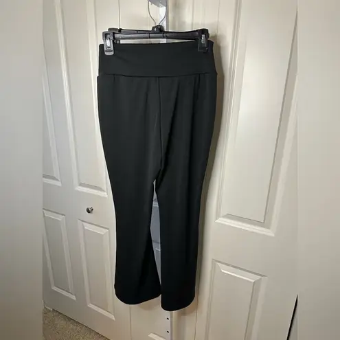 Black High Waist Yoga Pants Flare Leg Criss Cross Waistband Trousers Medium