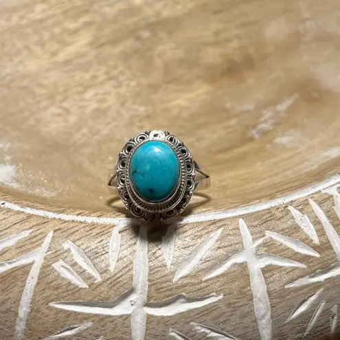 Sterling Silver Natural Blue Turquoise 925  Ring