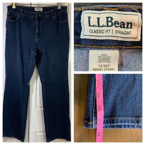LL Bean Classic Fit Straight Leg Jeans Womens 14 Tall Basic Stretch Everyday Blue Size undefined