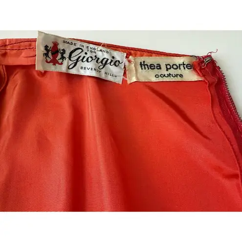 Vintage Thea Porter Couture for Giorgio Sunset Orange Ruffled Maxi Skirt Size XS