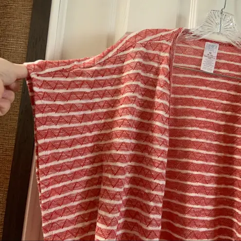 Time & Tru  Red/White Striped Knit Open Cardigan M - Image 3
