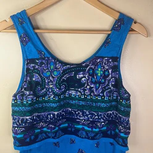 Erika Sleeveless Size Medium Boho Maxi Blue Flowy Dress Cottagecore