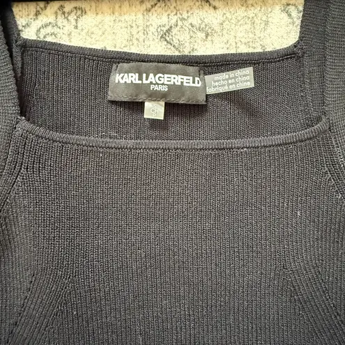 Karl Lagerfeld PARIS Women's Logo-Strap Square-Neck Top small