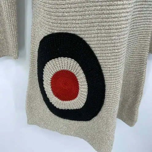 Putorti Modern Artsy Minimalist Mod Sweater Dress Small Tan Knit Geometric Brown