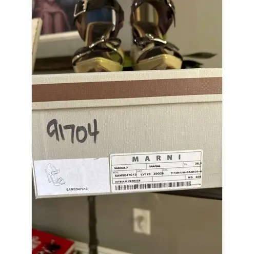 Marni Leather Colorblock Peep Toe Sandals Multicolor Womens Size 36.5