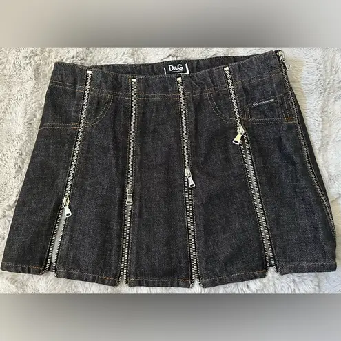 Dolce & Gabbana D&G Vintage Denim Zip Mini Skirt size 28/42