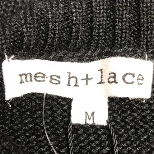 Mesh & Lace Snowman Sweater, Black, White, Large Size M