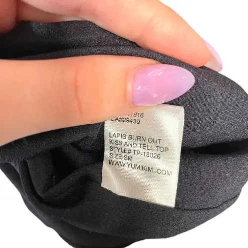 Yumi Kim Kiss and Tell Top Lapis Burn Out Velvet Blouse Blue Size Small