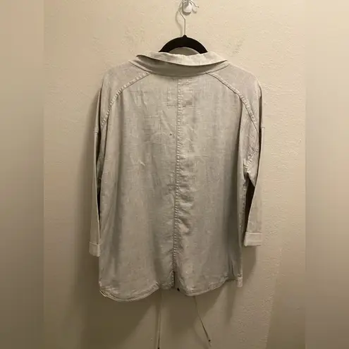 Poetry Viscose Linen Blend Utility Beige Jacket Size 8/10