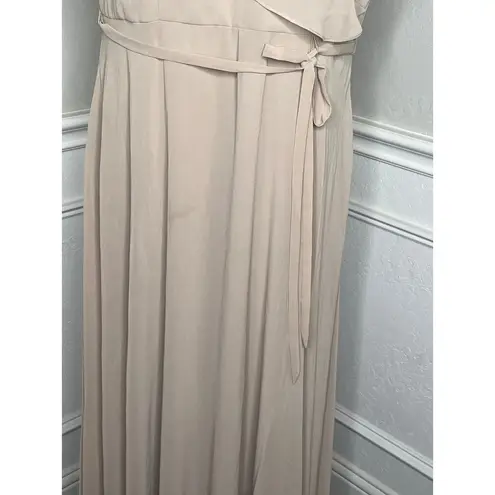 Morilee by Madeline Gardner Latte Taupe Long Gown Chiffon Dress Plus size Tan Size 10