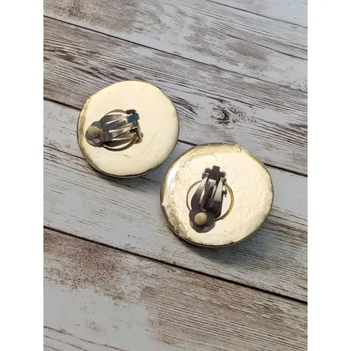 Vintage Clip On Earrings Gold/Silver Tone Rope Design Large Just Under 1 & 5/8"