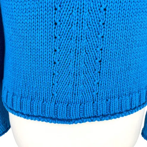 Poetry Cotton Tape High-Neck Sweater Soft Peacock Blue Size 6