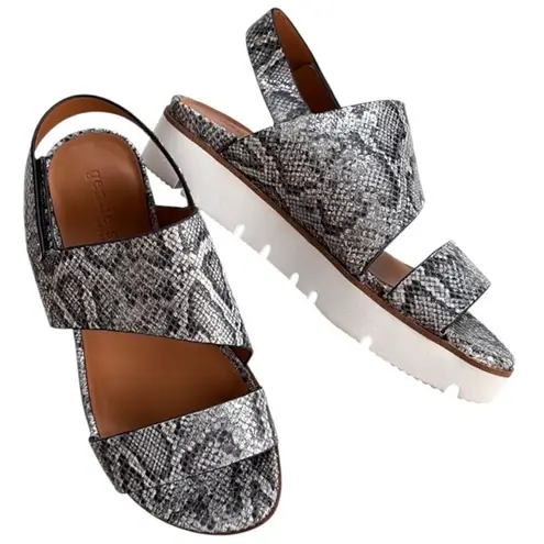 Gentle Souls NEW Leather Lavern Sandals Pewter Snake Snakeskin Size 8
