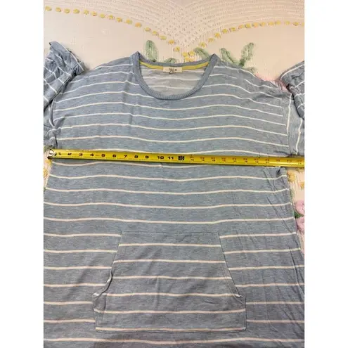 Peyton Primrose Blue White Striped Pocket Tunic Top Shirt XL TG Rayon Spandex