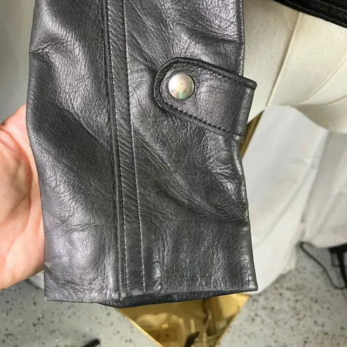 Annelies Gouraud for Brezin France Vintage Studded Black Leather Jacket Women XS