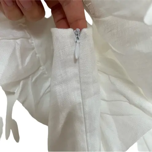 Dissh ISABELLE WHITE LINEN RUFFLE MINI DRESS