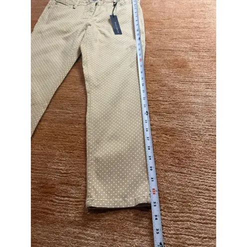 Willi Smith Women’s Beige Polka Dot Pants Size 6 Cotton Stretch Straight Leg