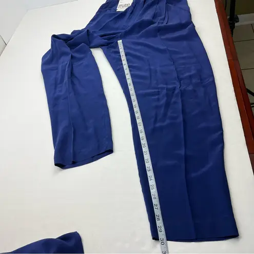 Regina Porter Womens Large Purple Blue Wicked 90s Shirt & Pants 100% Silk NEW