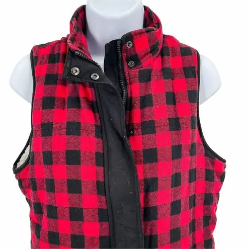 Cambridge Red Black Buffalo Plaid Check Lumberjack Plaid Vest Women's Small S