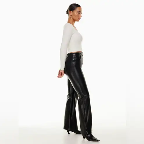 Wilfred Aritzia The Melina Flare Vegan Leather High-Rise Pants in Black Size 2